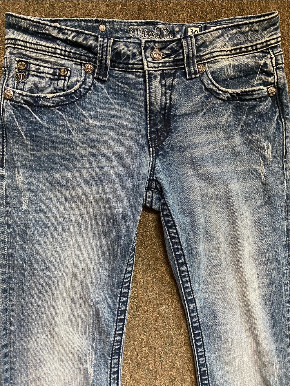 Miss Me Women's Light Blue Bootcut Jeans with Faded Detailing - Picture 6 of 11